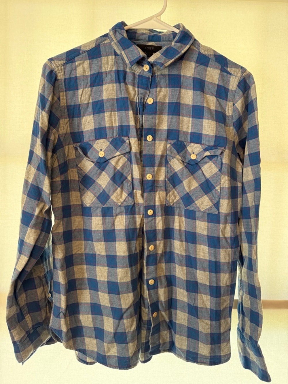 J. Crew Blue and Gray Plaid Long-Sleeve Button-Down Shirt